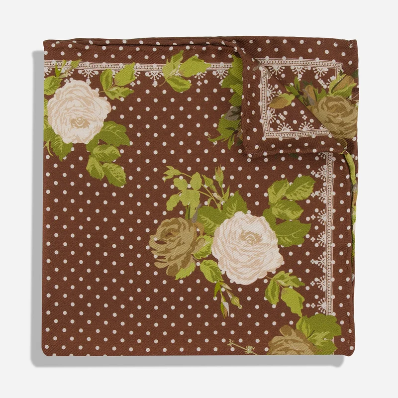 Woodland Dot Chocolate Brown Pocket Square