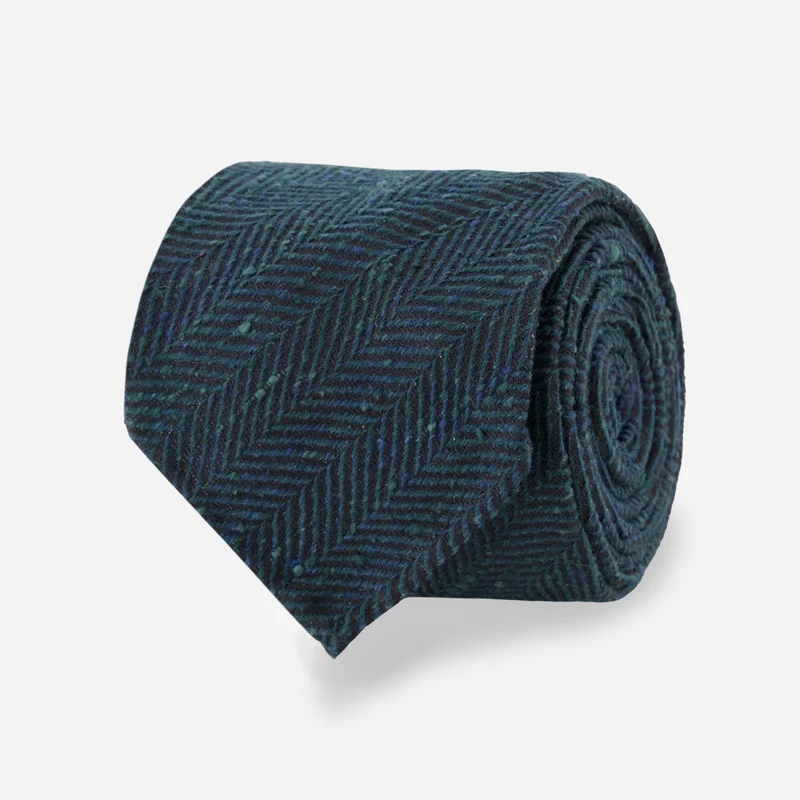 Affinato Herringbone Hunter Green Tie