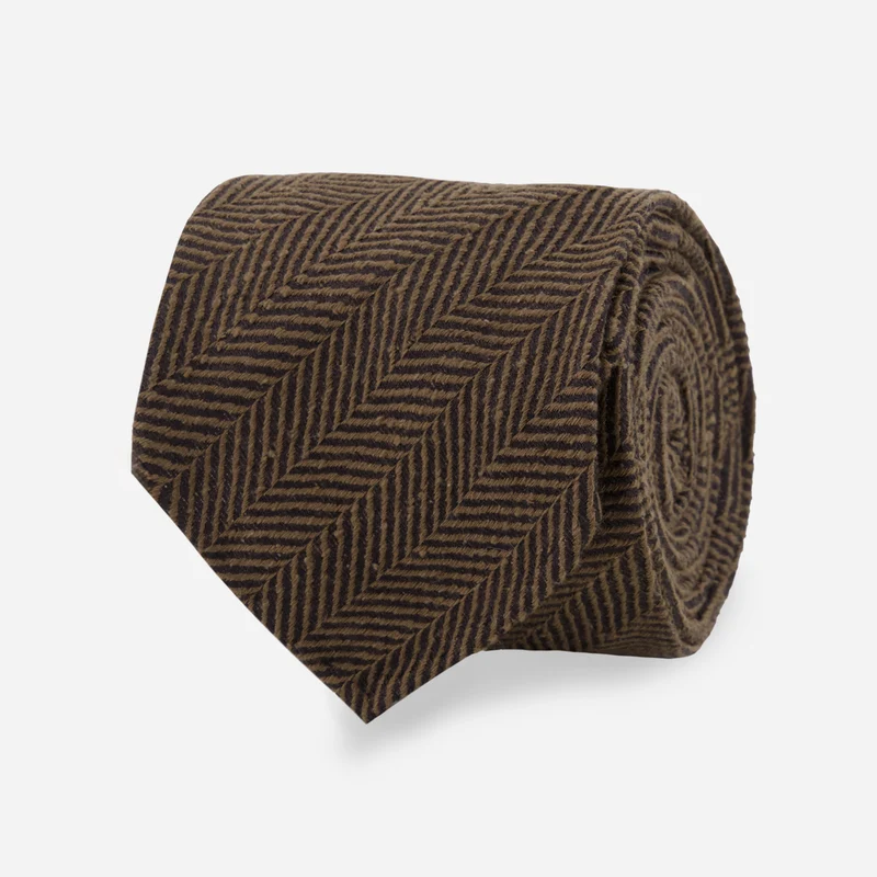 Affinato Herringbone Cocoa Tie