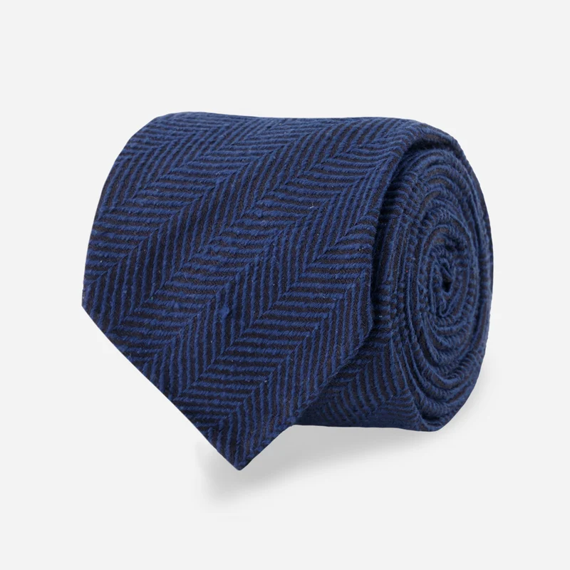 Affinato Herringbone Navy Tie