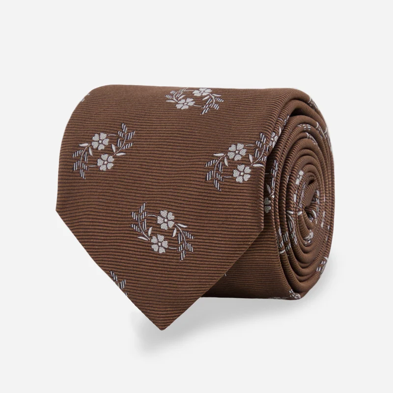 Ferrara Floral Chocolate Brown Tie