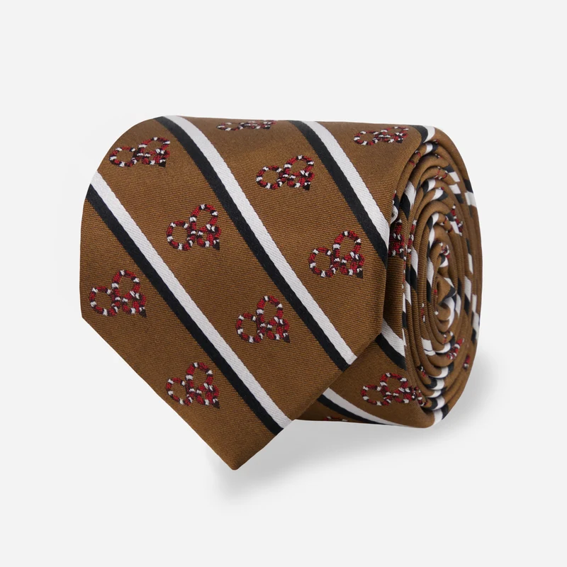 Snake Repp Stripe Brown Tie