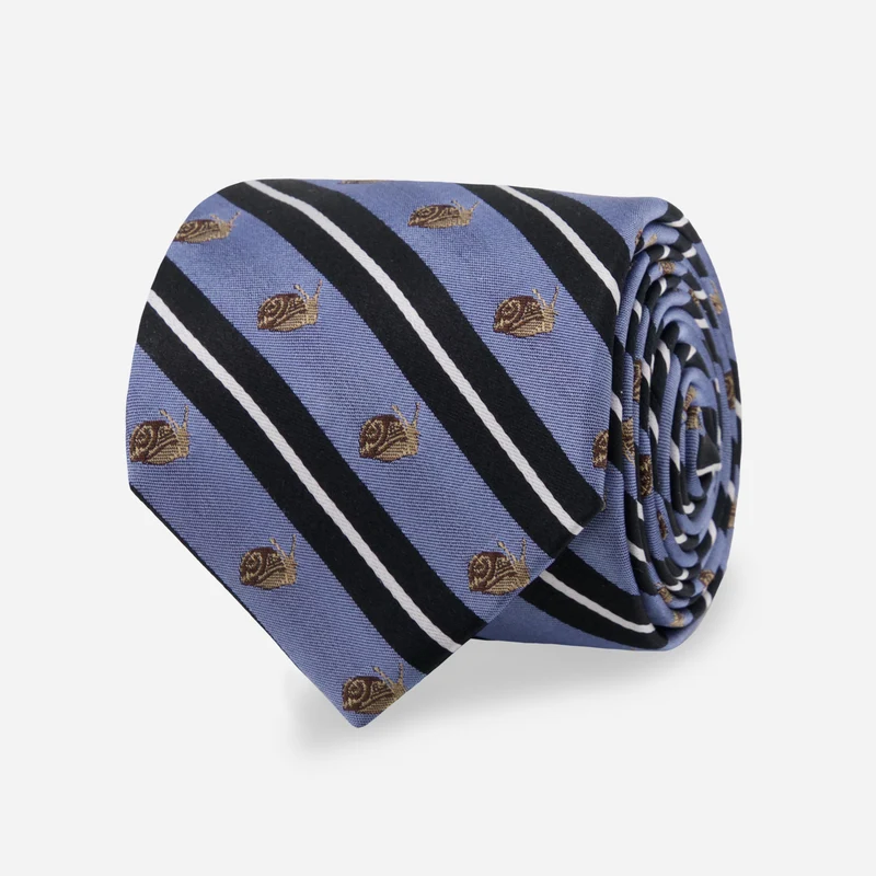 Snail Repp Stripe Light Blue Tie
