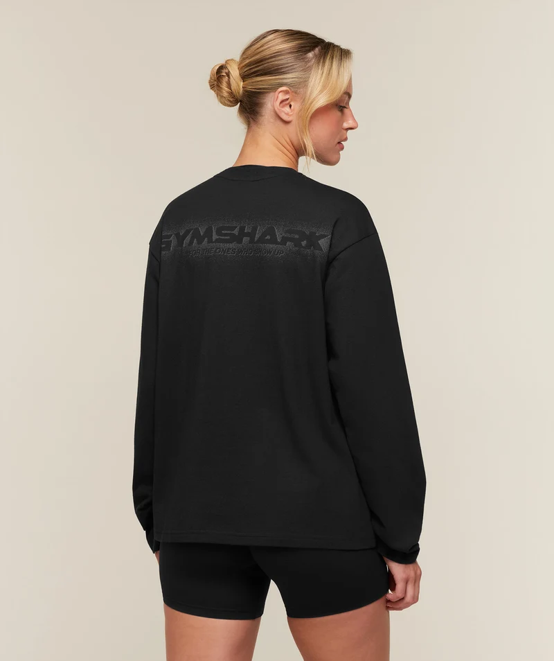 Gymshark For The Ones Who Show Up Graphic Long Sleeve Top - Black
