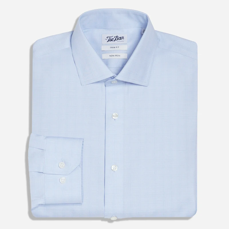 Pinpoint Glen Check Blue Non-Iron Dress Shirt