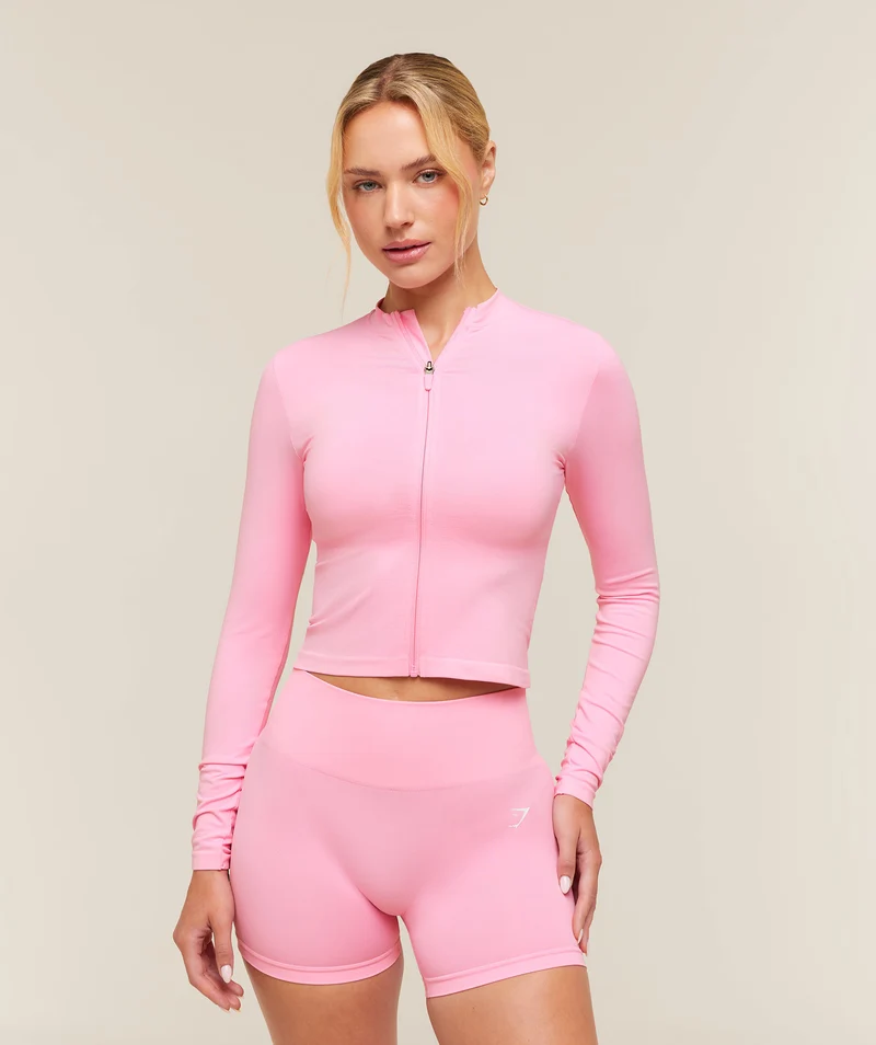 Gymshark Everyday Seamless Zip Tracktop - Poise Pink
