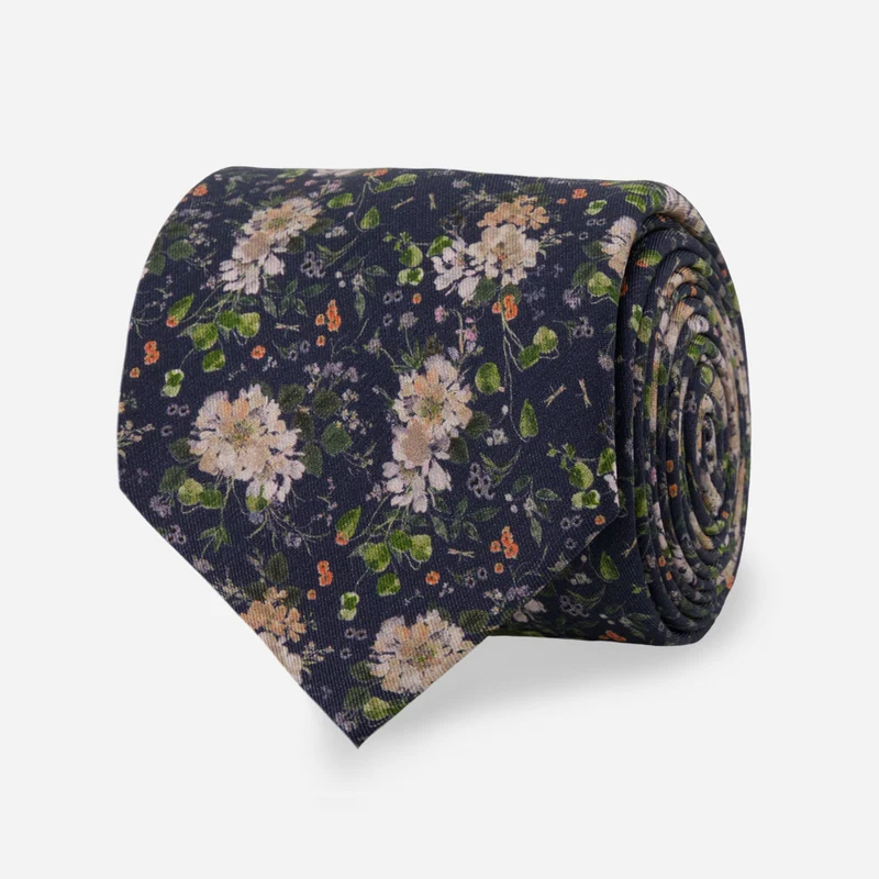 Kelly Ventura x The Tie Bar Peony Garden Twilight Blue Tie