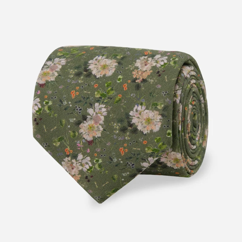 Kelly Ventura x The Tie Bar Peony Garden Sage Green Tie