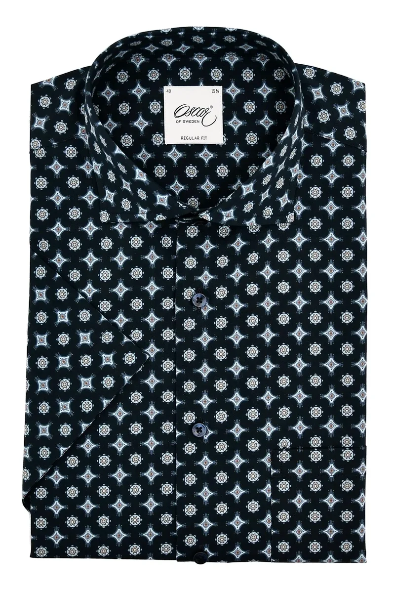 Skjorta Oscar of Sweden - 318 INDIGO BLUE PRINT