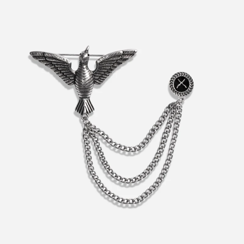 Bird Antique Brass Lapel Chain