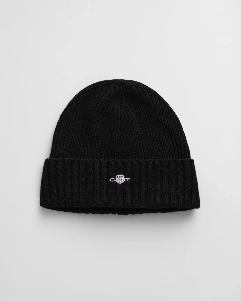 UNISEX. SHIELD WOOL BEANIE - 5 BLACK