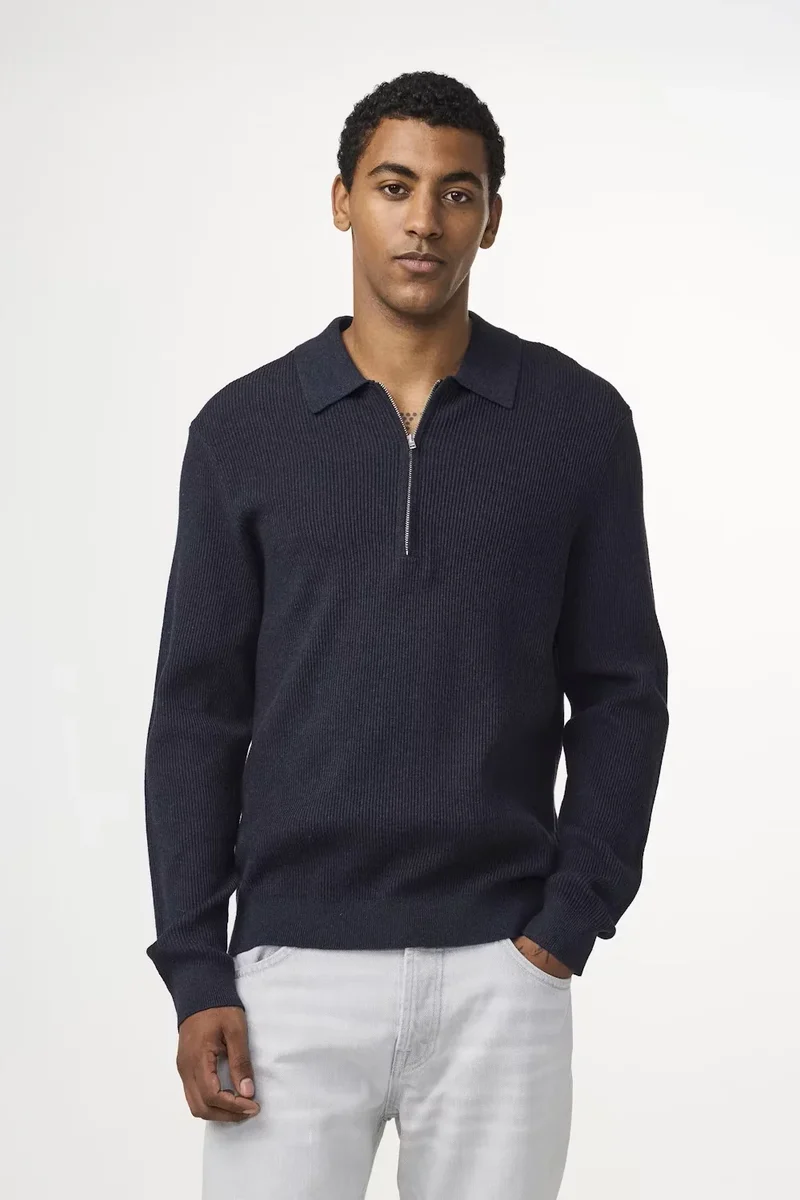 Hansie LS Zip 6600 - 277 Navy Melange