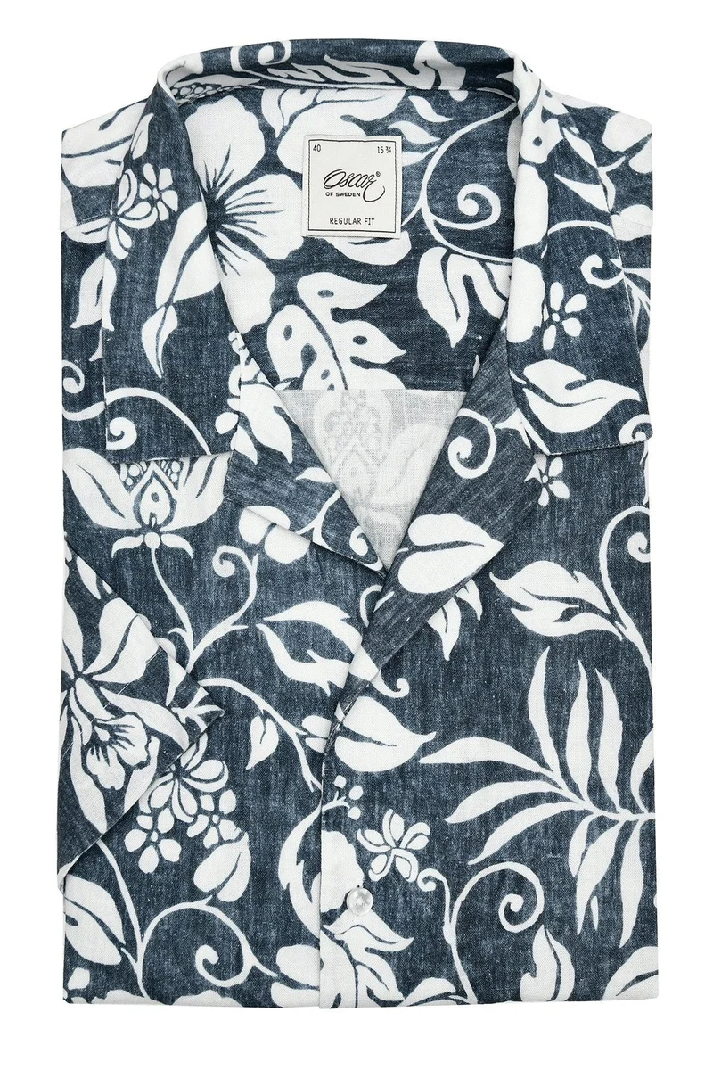 Skjorta Oscar of Sweden - 309 ASH GREY PRINT