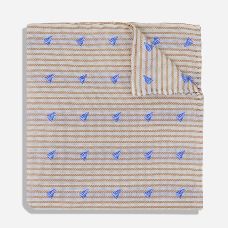 Barca Stripe Sand Pocket Square