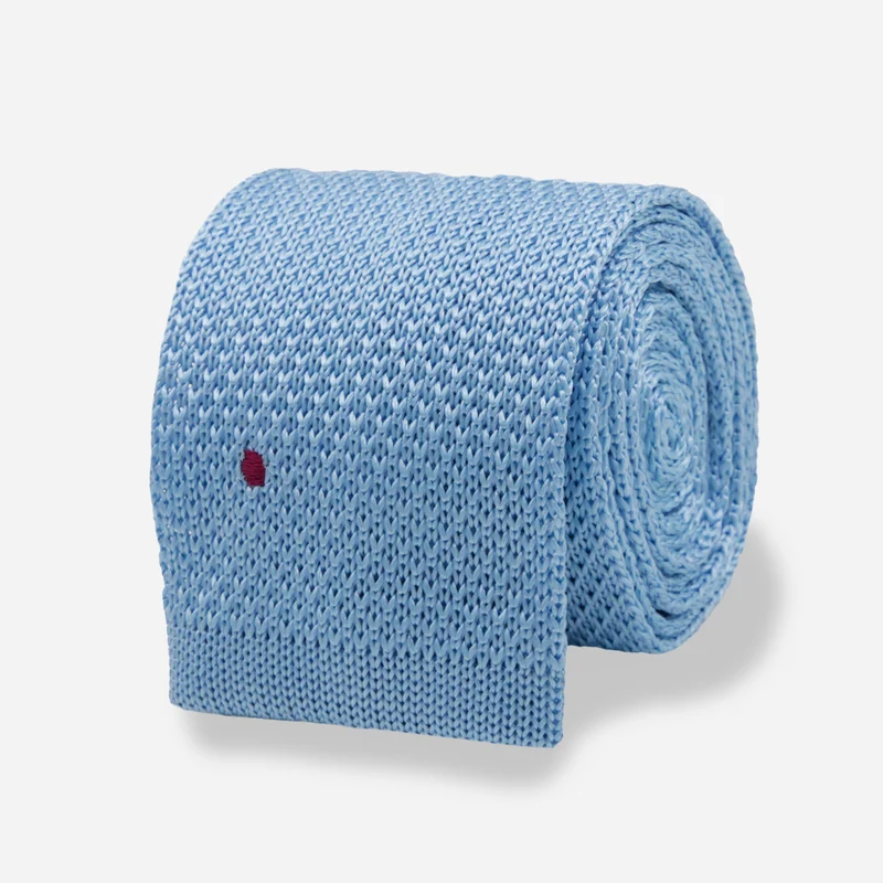 Ampersand x The Tie Bar Heritage Dots Dusty Blue Knit Tie