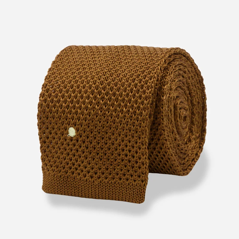 Ampersand x The Tie Bar Heritage Dots Brown Knit Tie