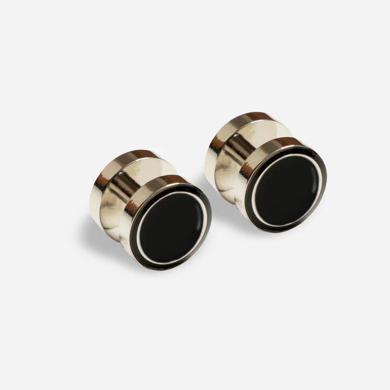 Reversible Onyx and Mother of Pearl Silver Cufflinks