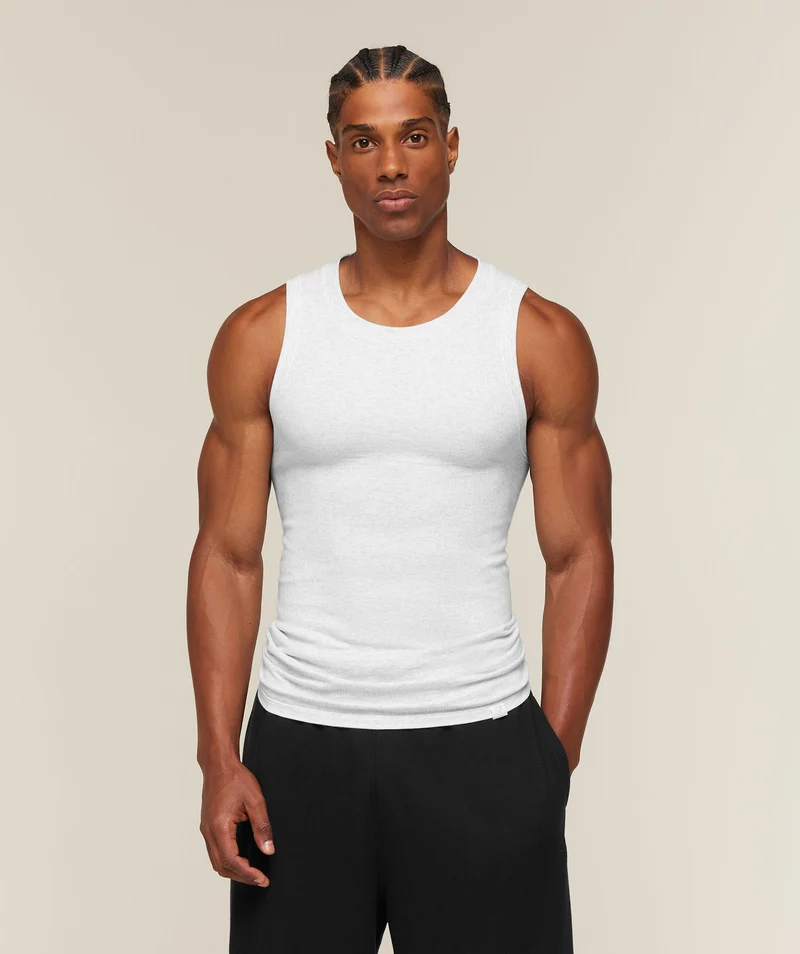 Gymshark Cotton Seamless Sleeveless Top - White Grey Marl