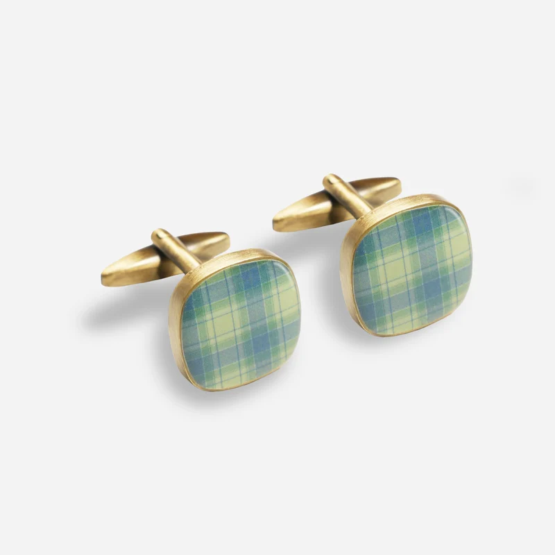 Tartan Plaid Seafoam Cufflinks