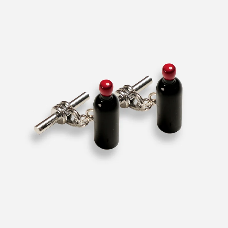 Wine Bottle Silver Cufflinks