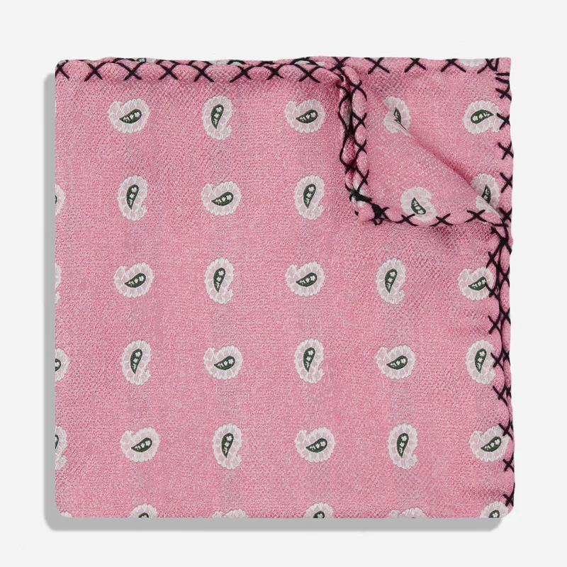 Parma Paisley Pink Pocket Square