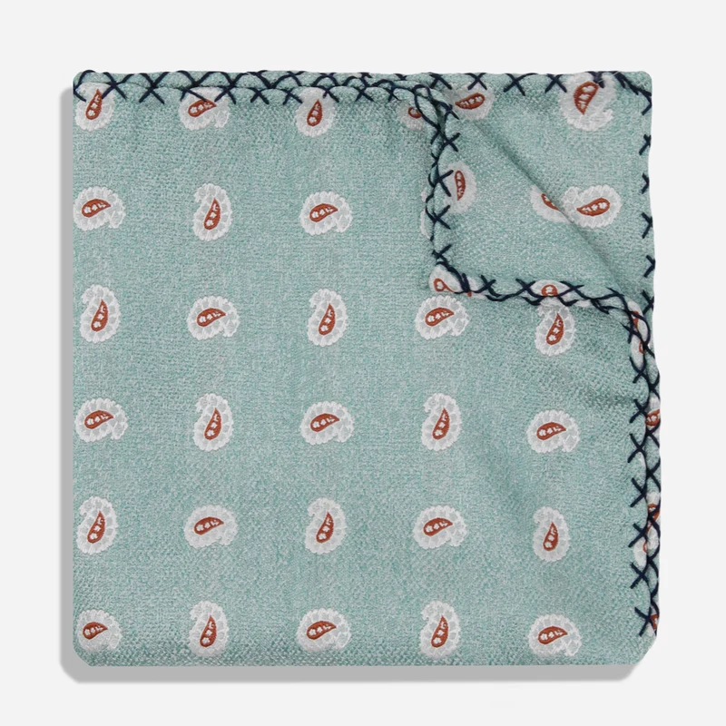 Parma Paisley Mint Pocket Square