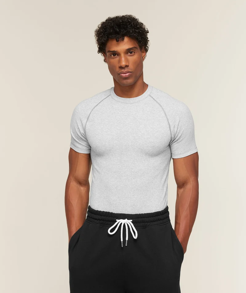 Gymshark Cotton Seamless T-Shirt - Soft Grey Marl