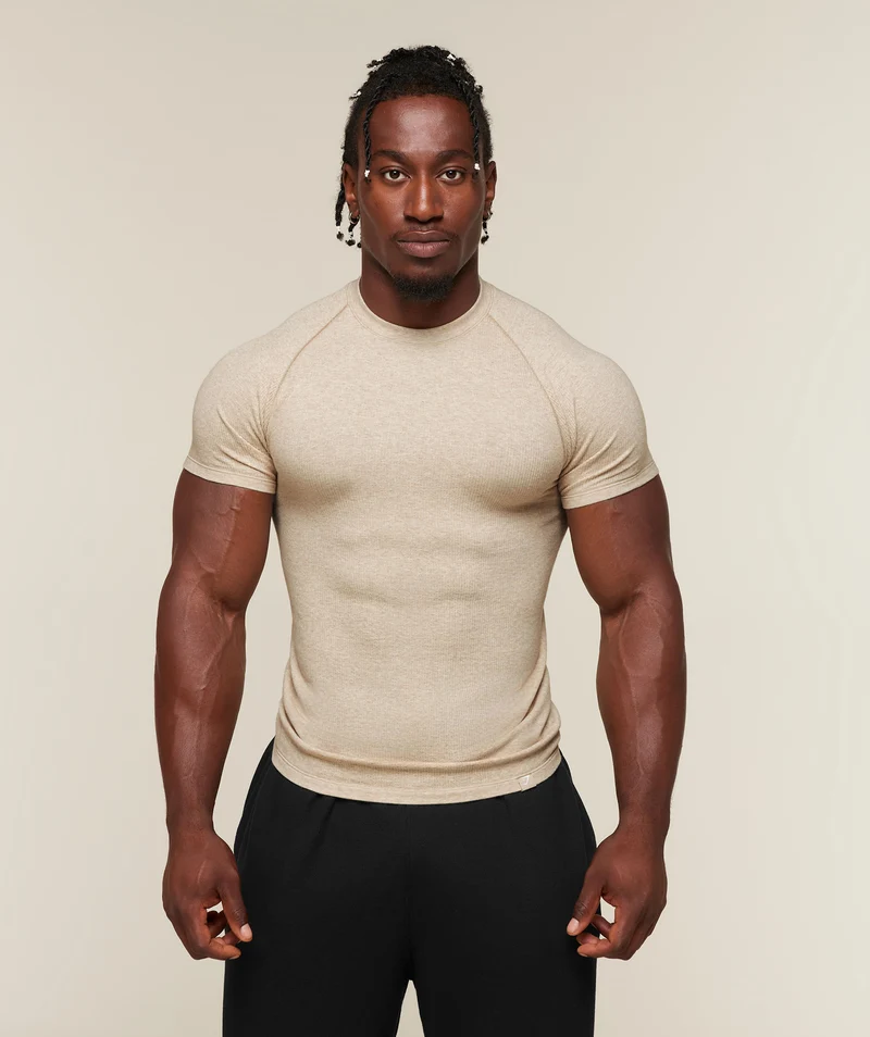 Gymshark Cotton Seamless T-Shirt - Oat Marl