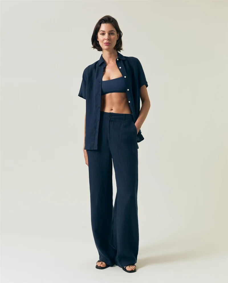 High Waist Wide-Leg Linen Pant