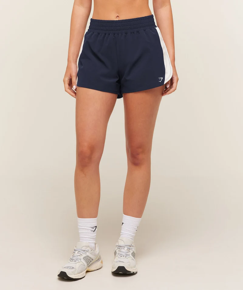 Gymshark Campus Woven Shorts - Heavy Blue/Soft White