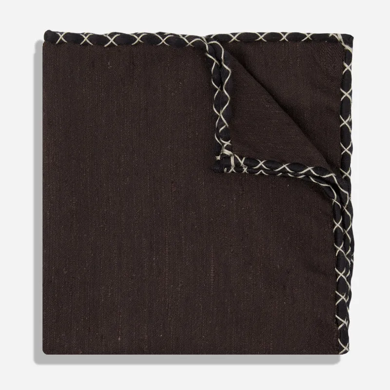 Como Solid Silk Shantung Chocolate Brown Pocket Square
