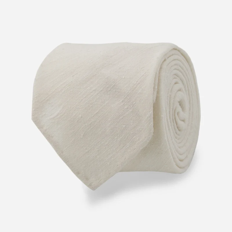 Como Solid Silk Shantung White Tie