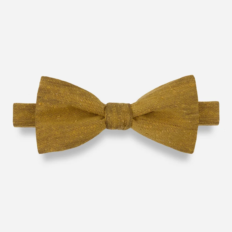 Como Solid Silk Shantung Gold Bow Tie
