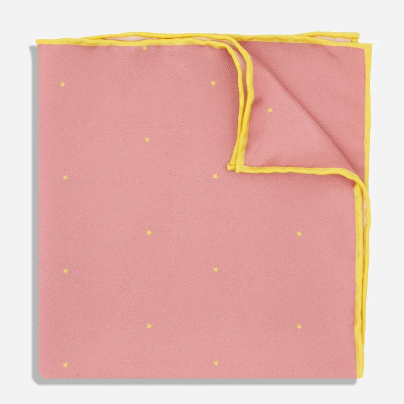 Ashley Goldberg x The Tie Bar Starry Glow Salmon Pocket Square