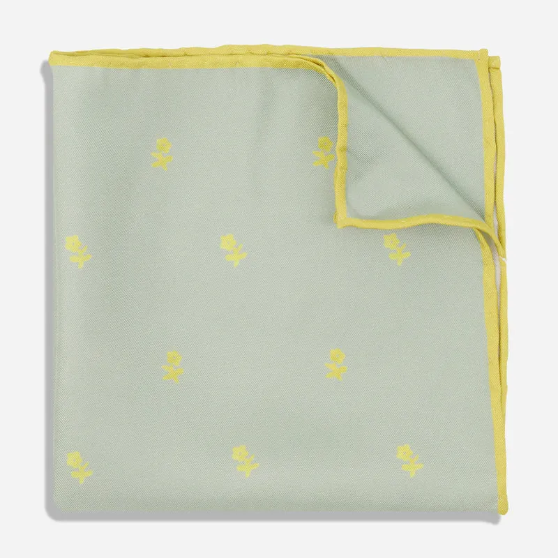 Ashley Goldberg x The Tie Bar Floral Scales Sage Green Pocket Square