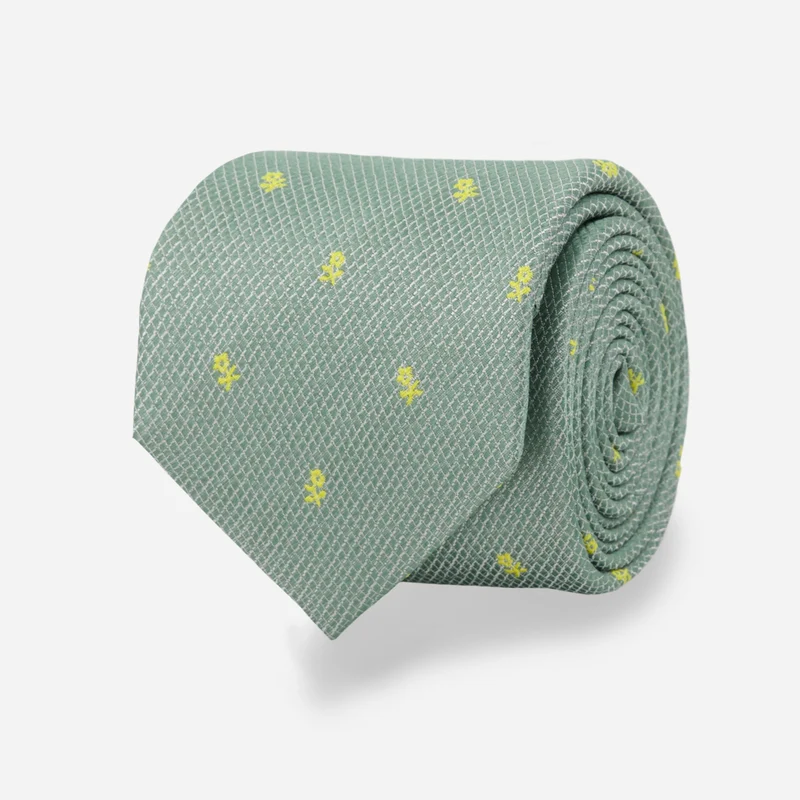 Ashley Goldberg x The Tie Bar Floral Scales Sage Green Tie