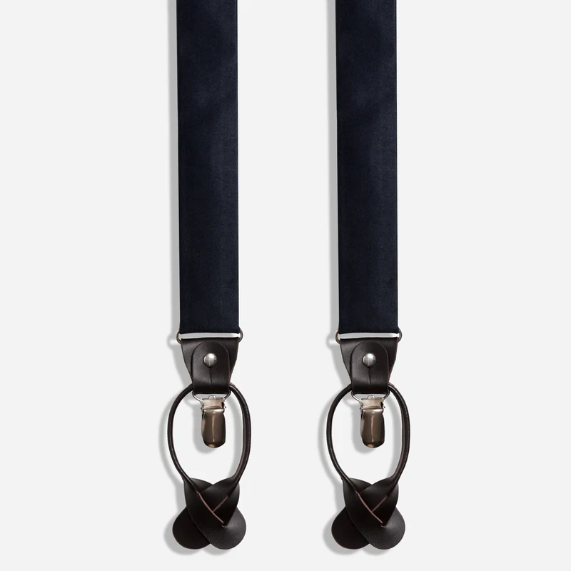 Solid Satin Midnight Navy Convertible Suspender