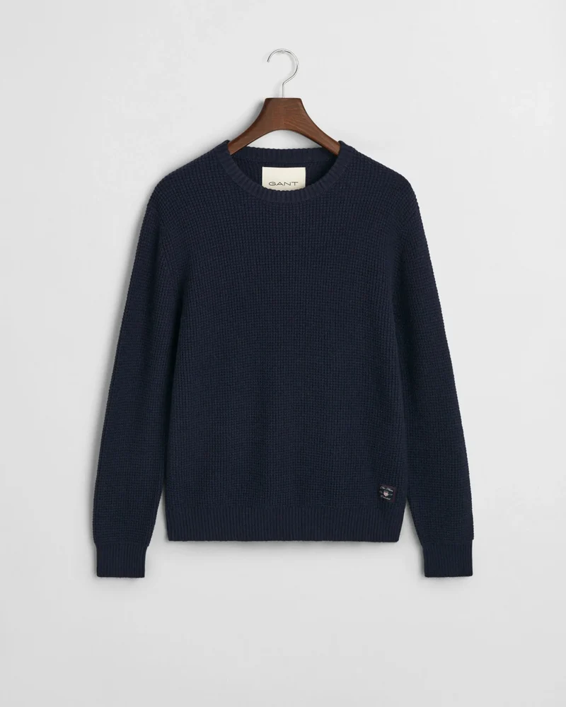 WOOL BLEND TEXTURED C-NECK - 433 EVENING BLUE