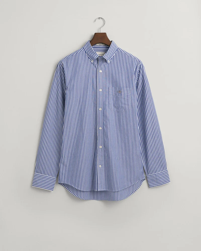 REG CLASSIC POPLIN STRIPE SHIRT - 436 COLLEGE BLUE
