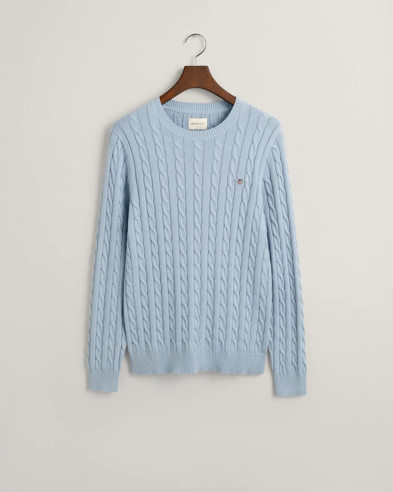 COTTON CABLE C-NECK - 474 DOVE BLUE