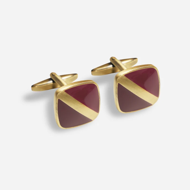 Diagonal Stride Crimson Cufflinks