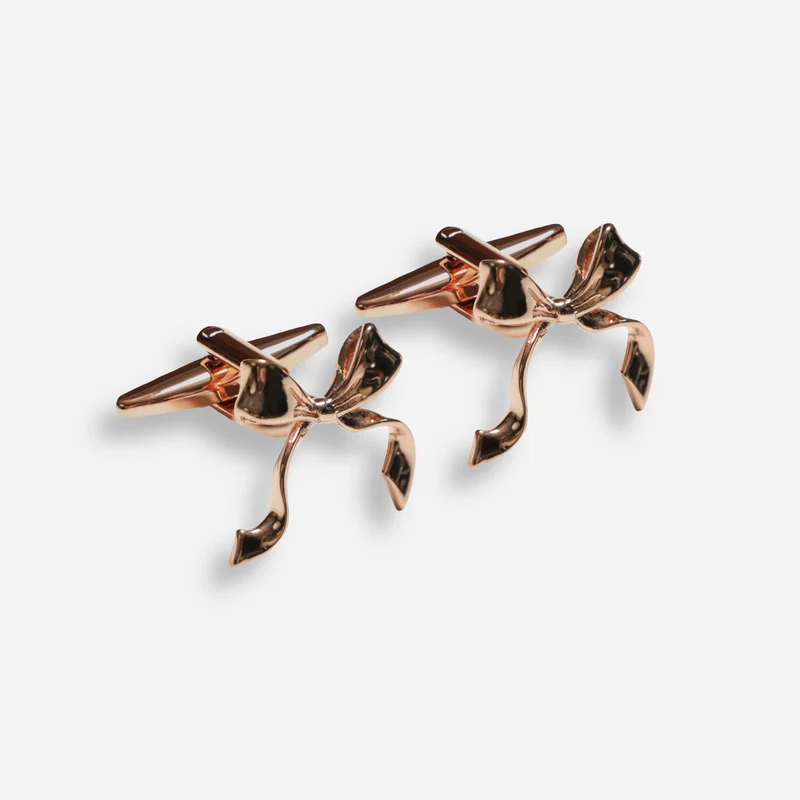 Brendan Fernandes x The Tie Bar Pride Pirouette Bow Rose Gold Cufflinks