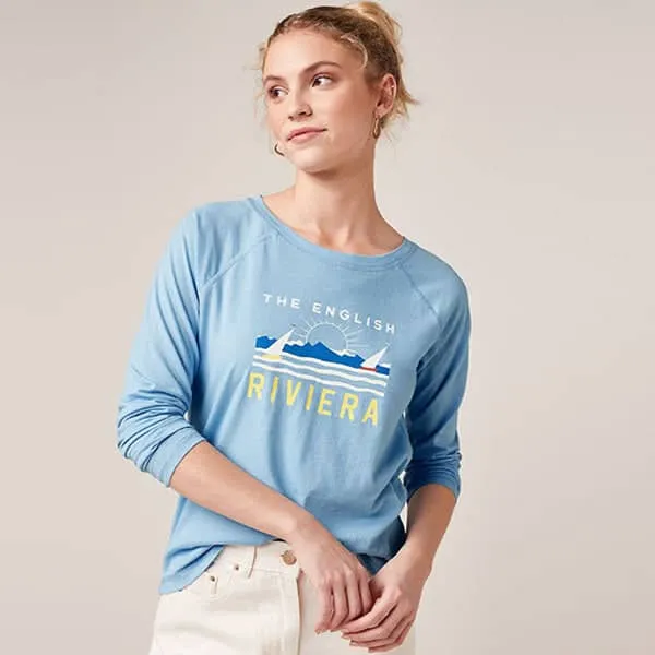 Blue Riviera Graphic Raglan Long Sleeve Top