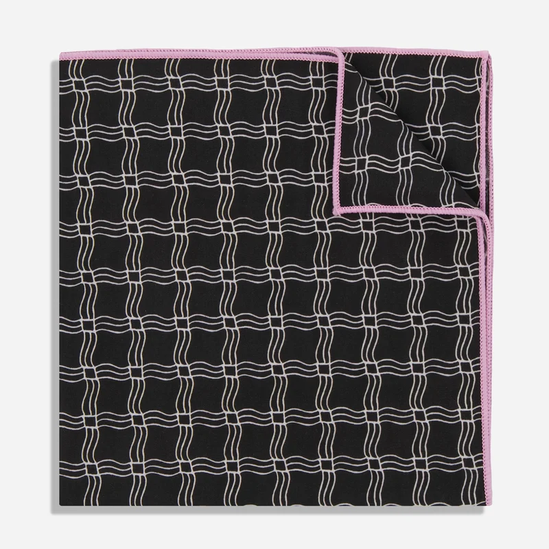 Laura Ashley x The Tie Bar Docklow Trellis Black Pocket Square