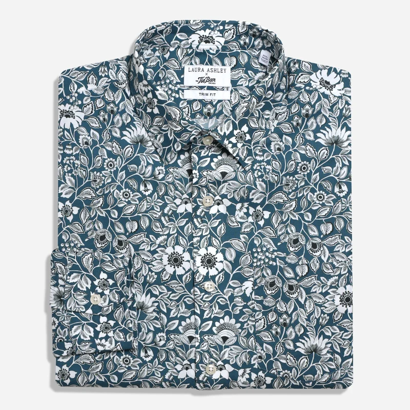 Laura Ashley x The Tie Bar Intricate Floral Navy Dress Shirt