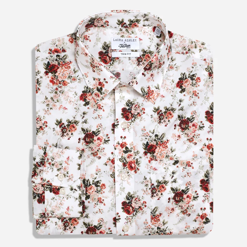 Laura Ashley x The Tie Bar Ashfield Floral Bone Dress Shirt