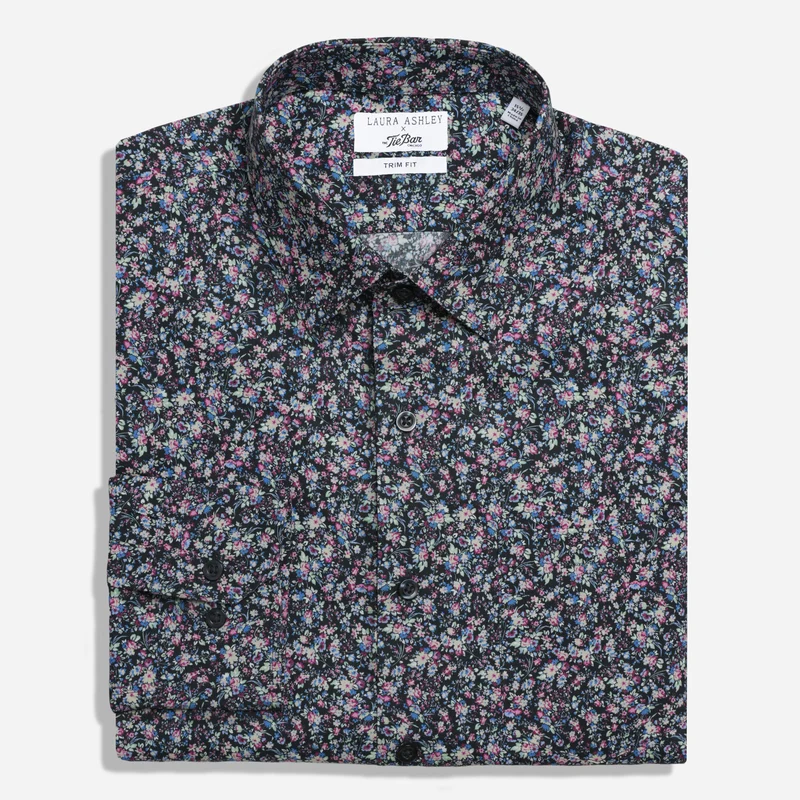 Laura Ashley x The Tie Bar Winter Forest Navy Dress Shirt