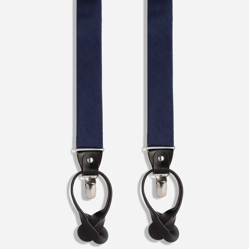 Linen Row Navy Convertible Suspender