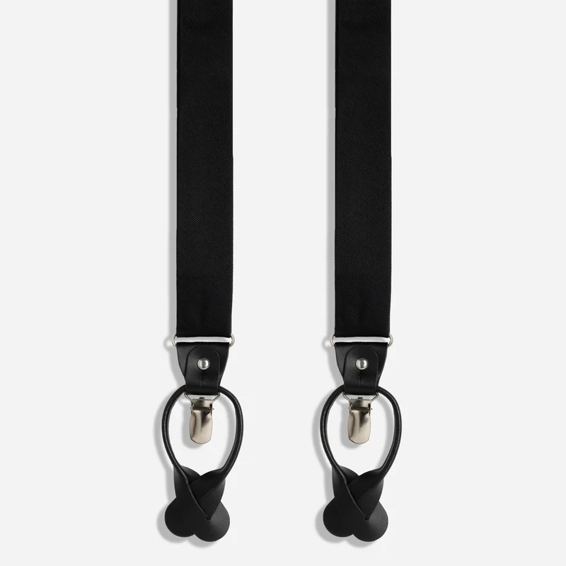 Grosgrain Solid Black Convertible Suspender