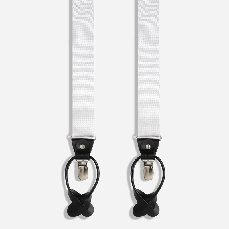 Grosgrain Solid White Convertible Suspender